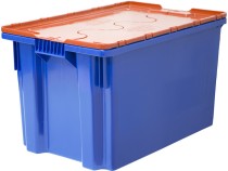 Ящик 600х400х350 сплошной, Safe PRO цв. синий с оранжевой крышкой Ящик 600х400х350 сплошной, Safe PRO цв. синий с оранжевой крышкой