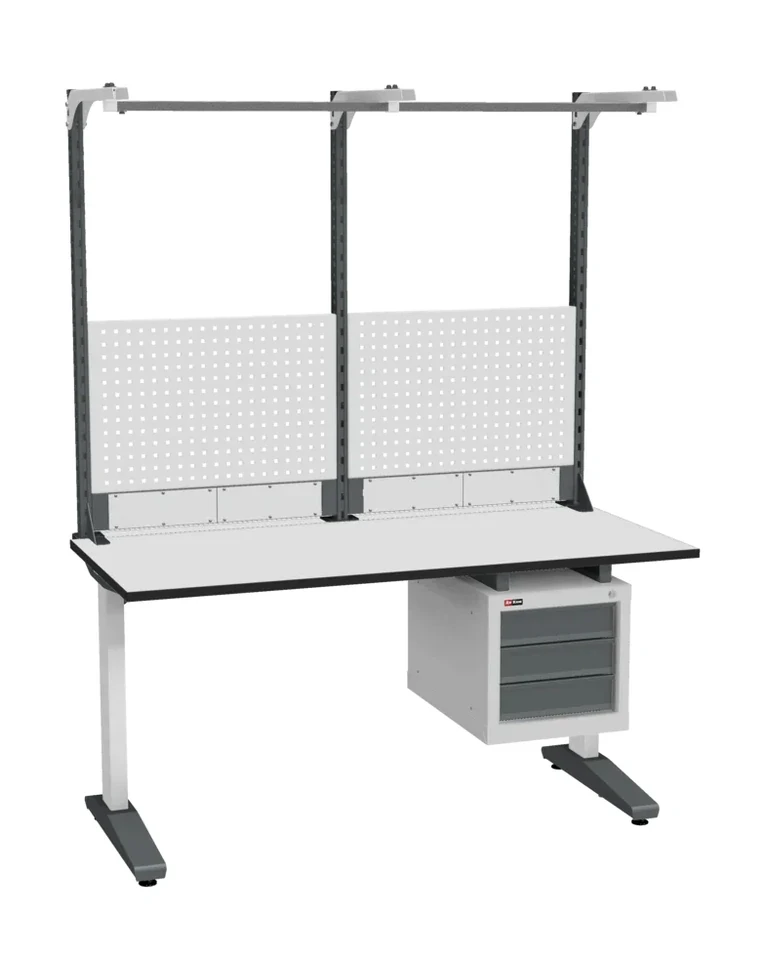 Стол монтажный ДиКом СР-150-01, ESD Thermopal, нерегулируемый, экран Э2, с подвесной тумбой купить в Гатчине Стол монтажный ДиКом СР-150-01, ESD Thermopal, нерегулируемый, экран Э2, с подвесной тумбой купить в Гатчине