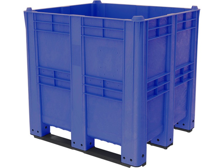 BoxPallet 1300х1150х1250 сплошной, на 3 полозьях синий купить в Гатчине