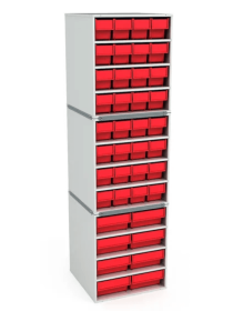 Стационарная кассетница ДиКом (на 3 яруса) с красными ящиками