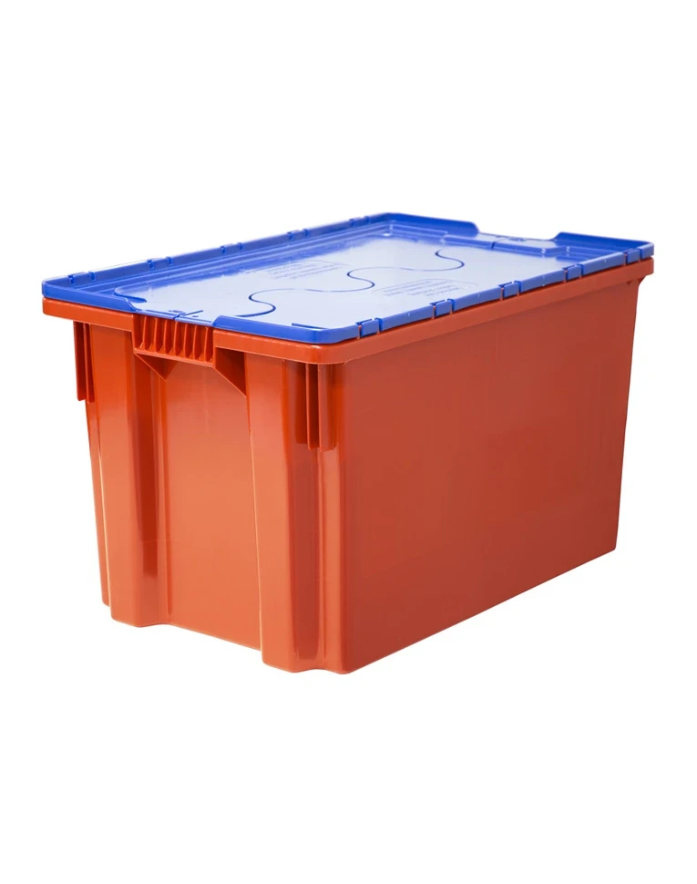 Ящик п/э 600х400х350 сплошной, Safe PRO цв. красный с синей крышкой